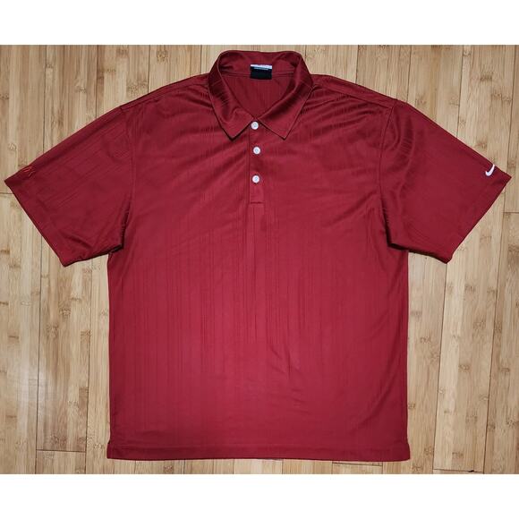 Nike Golf Polo Shirt Mens Large DriFit Performance Red Sports Active Embroidered - Picture 1 of 9